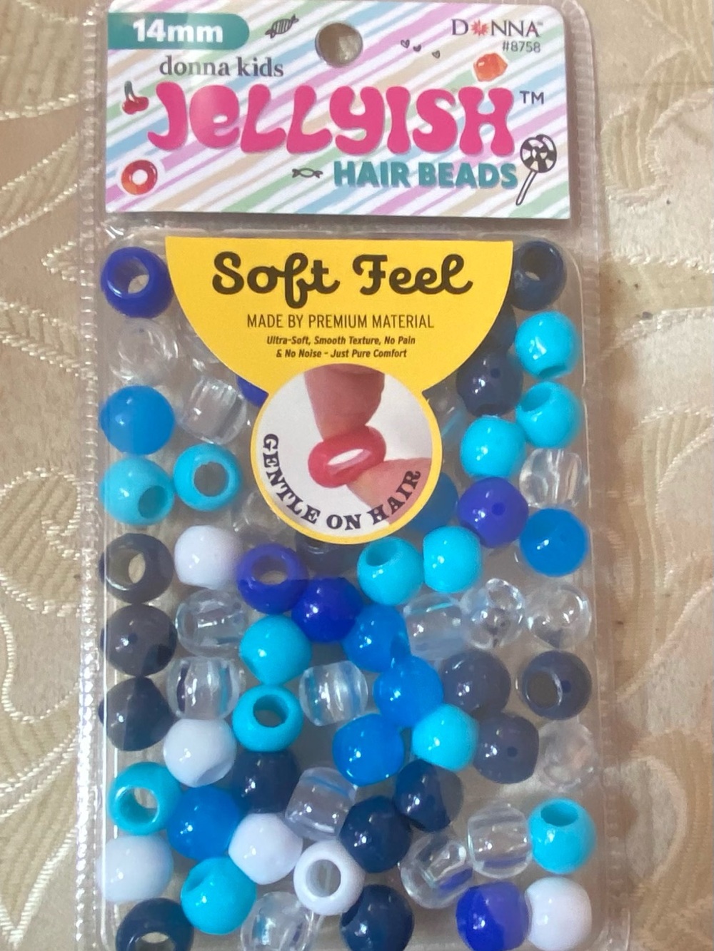 Jellyish Soft Feel Kids Hair Beads - Blue, Turquoise, Navy, White, Clear